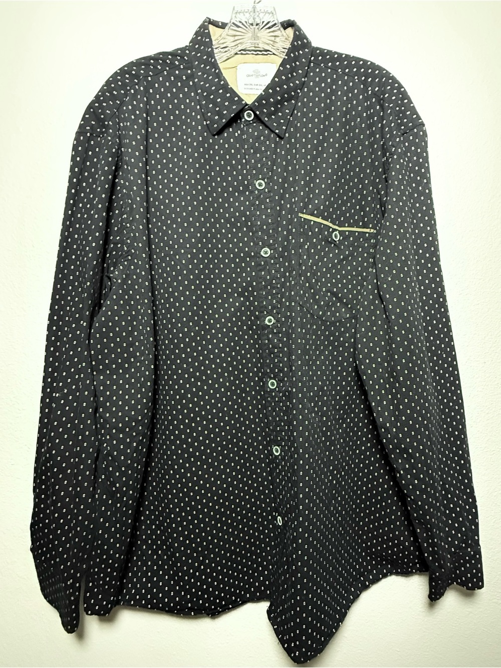 Craft + Flow long sleeve button-up black & white flip cuff mens 2XL shirt